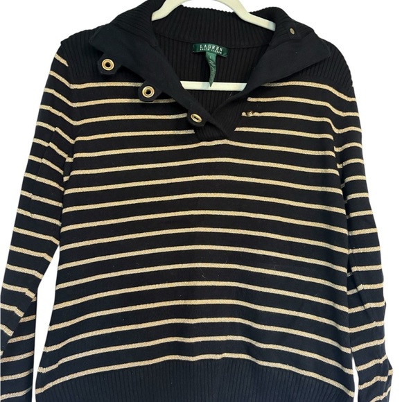 Lauren Ralph Lauren Sweaters - Lauren Ralph Lauren Black and Gold Striped Cowl Neck Sweater